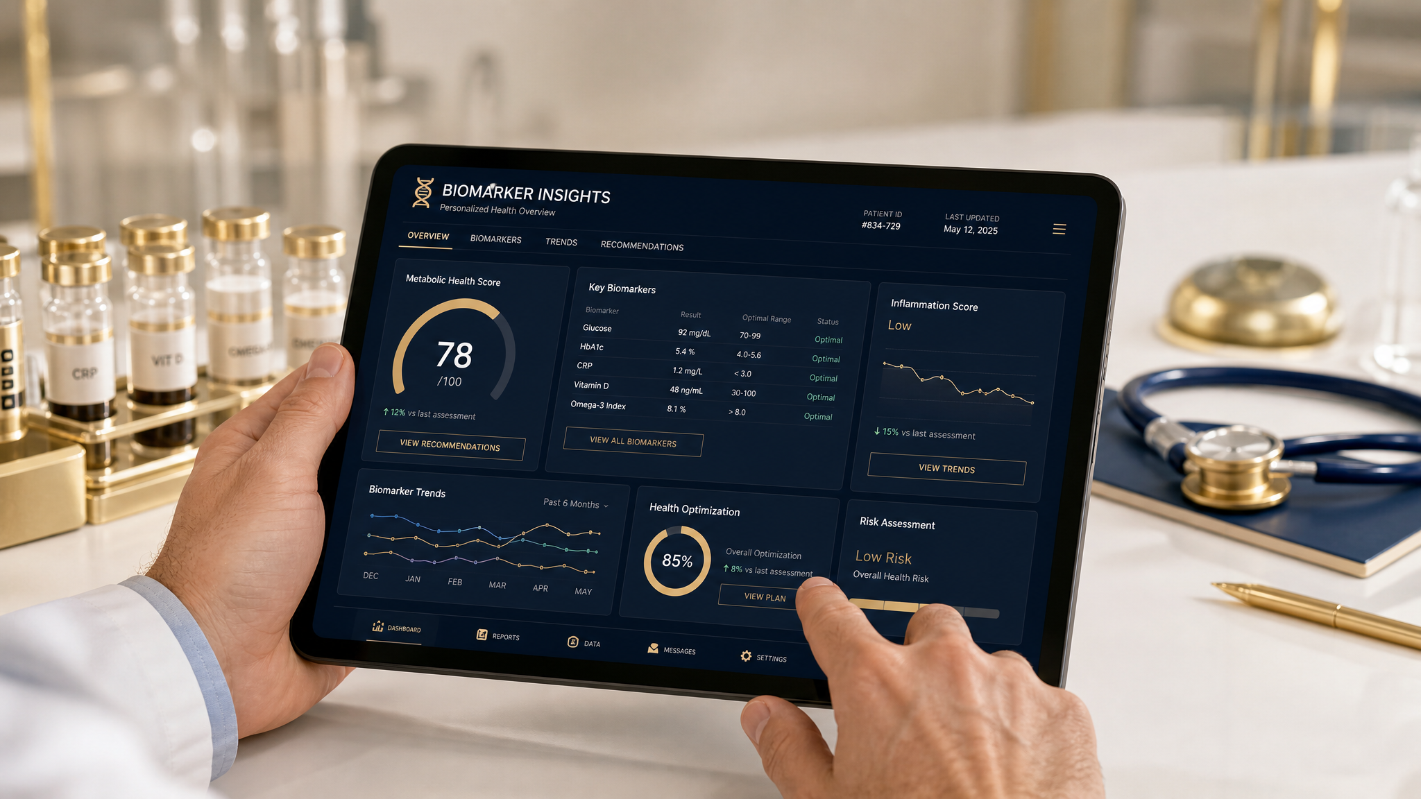 Physician reviewing digital health dashboard