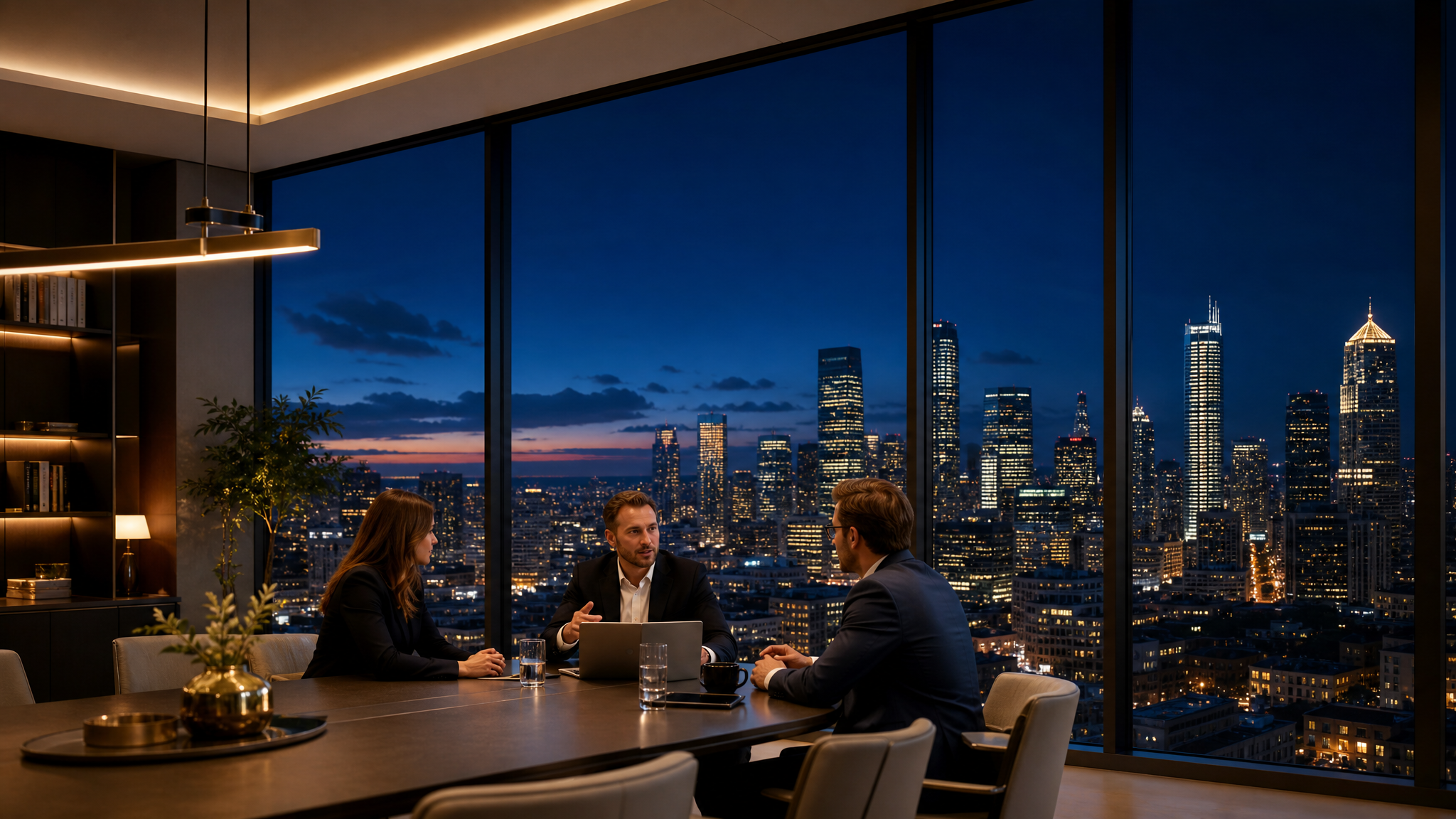 Professional collaborative meeting in elegant conference room